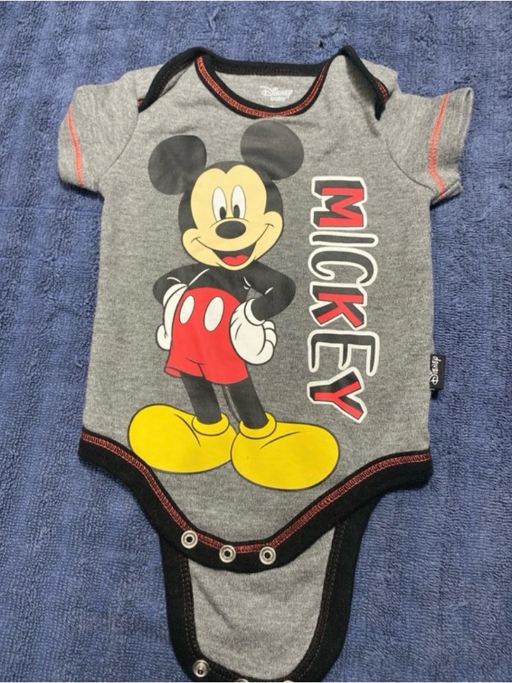 Disney Gray Mickey Mouse Bodysuit with Red and Yellow Accents